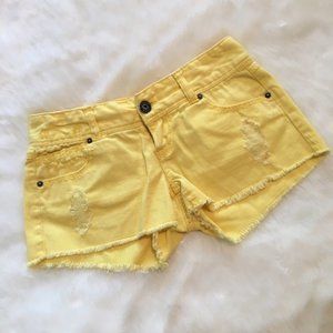 🆑 Bongo Yellow Distressed Cut Off Shorts